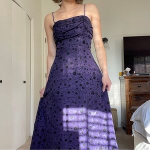 90s black and purple floral gown